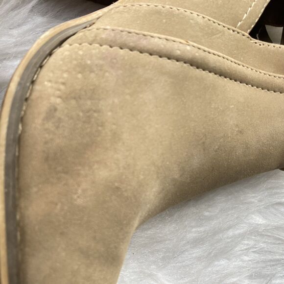 CALL IT SPRING Heels Sz 8.5M Beige Booties Strappy Ankle Back Zip Block Womens - Picture 8 of 13